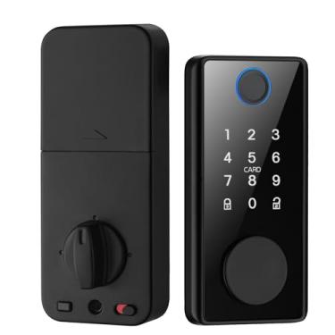 Imagem de Luocute Fechadura de Porta Com Impressão Digital Inteligente, Fechadura Automática de Segurança Biométrica de Liga de Alumínio Com Sensor Semicondutor Cartão IC de Senha Virtual,