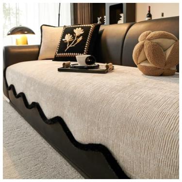 Imagem de SPXMQSS Capas de sofá para sofá, capa de sofá universal em forma de L, capa antiderrapante para sofá de chenille macio, protetor de móveis de 1/2/3/4 lugares E 30 x 50 cm