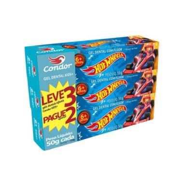 Imagem de Kit Gel Dental Infantil Condor Hot Wheels 3 unidades 50g