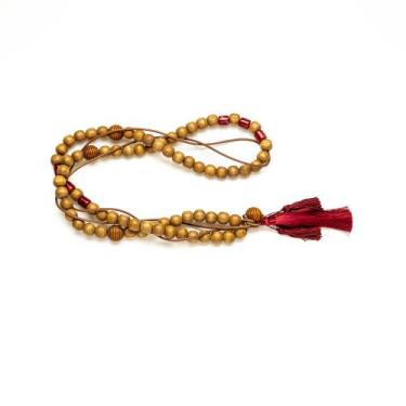 Imagem de Colar de Mesa Decorativo Artesanal Preah Madeira Natural Detalhes em F