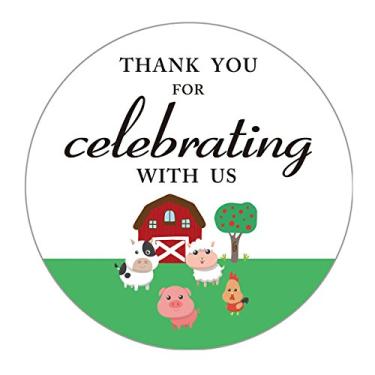 Imagem de Adesivos de agradecimento de animais de fazenda Magjuche, chá de bebê ou etiquetas de lembrança de festa de aniversário, 5 cm, pacote com 40