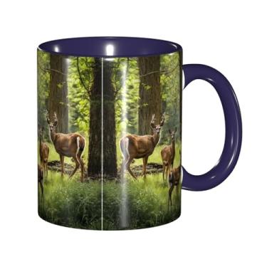 Imagem de Zeraoke Nature Wild Animal Deers Print Canecas de café criativas, personalizadas, presente para família, tamanho de 325 ml, unissex