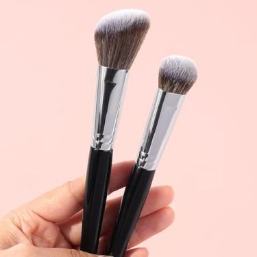 Imagem de 2 pincéis de maquiagem são supermacios, não pegajosos, para blush, sombra e contorno (preto)