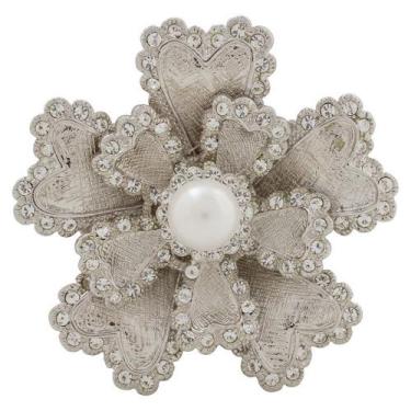 Imagem de Broche Pérola Flor BRG4911 - Akasaki, Prateado, Cristal