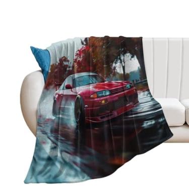 Imagem de HouLaiZhe Cobertor super macio de flanela Drift Burnout modificado S15 JDM Cobertores de resfriamento leves para sofá cama cadeira sofá carro viagem ao ar livre leve quente 152 x 203 cm