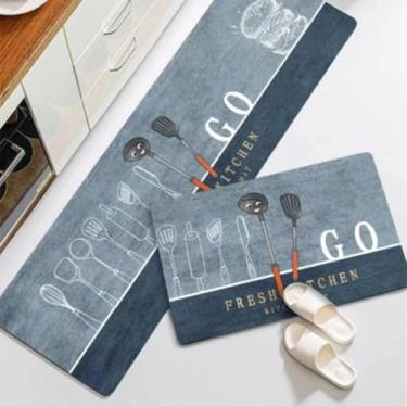 Imagem de Tapete para Cozinha Passadeira Kit 2 Peças Belga Emborrachada Antiderrapante – Estilo e Segurança para Seus Pisos(Kit Passadeira Utensílios)