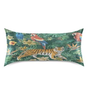 Imagem de Burbuja Fronha de cetim Safari Wild African Animals para cabelo e pele King Size 50,8 x 101,6 cm, capa de almofada super macia antirrugas com fecho de envelope