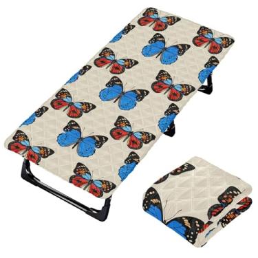 Imagem de Burbuja Lençol de berço retrô de borboletas para crianças, lençol de cochilo acolchoado portátil com faixa elástica para meninas e meninos, lavável na máquina, 63,5 x 127 cm