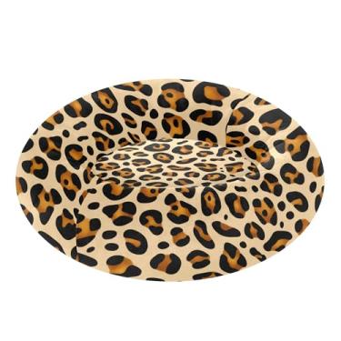Imagem de SEHANY Cama de cachorro com estampa de leopardo, removível e lavável, pequena, redonda, cama de gato fofa, super macia, confortável para animais de estimação com fundo antiderrapante para cães
