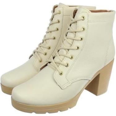 Imagem de Coturno Feminino Bota de Salto Alto CM Calçados Confortável Macio Plataforma Tratorado Cano Médio-Feminino