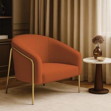 Imagem de Poltrona Sala Industrial Alta Dourado Stella Bouclê D03 - D'rossi Cor 