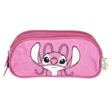 Imagem de Estojo Escolar Stitch Rosa Infantil De Costas Luxcel