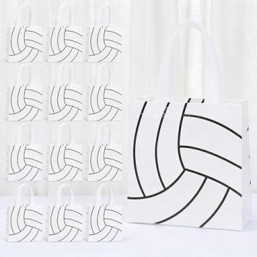 Imagem de 12 peças de sacos de presente de papel com tema de beisebol branco com design de costura vermelha, sacolas de lembrancinhas de festa para eventos esportivos, celebrações de aniversário (B)