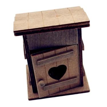 Imagem de Milageto Mini galinheiro externo para casa de bonecas, mini casa de madeira, brinquedo de faz de conta, banheiro externo para jardim de fadas, micro paisagem