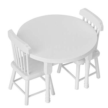 Imagem de Zerodis Conjunto de Móveis para Casa de Bonecas Em Miniatura, Mesa e Cadeira de Madeira de 3 Peças, Escala 1:12, Adereços para Brincadeiras Infantis, Decorações para Casa, Móveis de Brinquedo Em