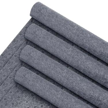 Imagem de GOMAKERER 4 peças 197 x 101 cm almofada de tapete antiderrapante, pano de apoio de tufos tecido grosso e aderente tapetes retangulares para tufos e tapetes retangulares (cinza)