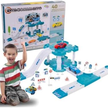 Imagem de Estacionamento de brinquedo infantil com rampas, veiculos e acessorios,compacta