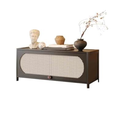 Imagem de hezhuhe2258 Aparador pequeno para sala de jantar, aparador de canto de camada única, estante de mesa, sala de estar, estante de livros, unidade de exibição com gavetas