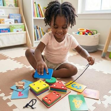 Imagem de Brinquedo Pedagógico Educativo Madeira MDF Prancha Seleção Infantil Encaixe Formas Geométricas (Prancha + Ali Num)