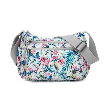 Imagem de Wytidian Bolsas transversais femininas à prova d'água de nylon bolsa de ombro espaçosa com vários bolsos carteiro bolsas de mão, Folha, floral, 04, Bolsa de ombro de nylon