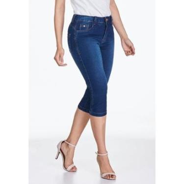 Imagem de Calça Jeans Capri HNO Jeans Cintura Alta Classic Azul Marinho-Feminino