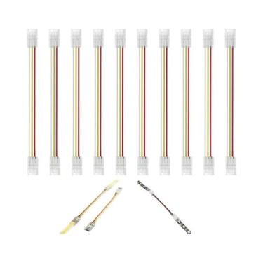 Imagem de Conector De Fita LED 10mm 3 Pinos 10 Peças Formato L/T Sem Solda Para 