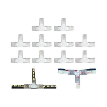 Imagem de Conector De Fita LED 10mm 3 Pinos 10 Peças Formato L/T Sem Solda Para 