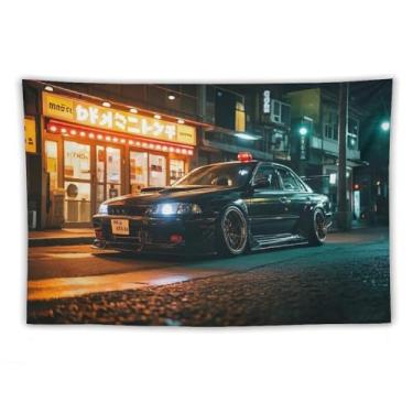 Imagem de HouLaiZhe JDM Tapeçaria de carro Jdm Sports Modified R32 Black Warrior Cool Wall Hanging Bedroom Home Decor Tapeçarias Estética Piquenique Decoração de Parede Arte de Parede para Dormitório Sala de