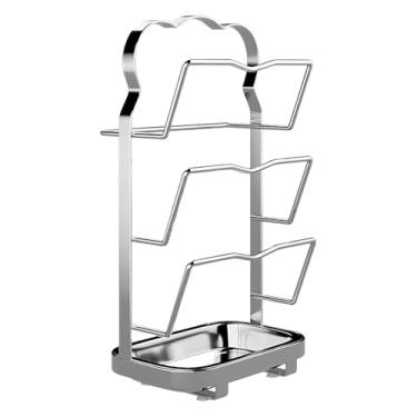 Imagem de Organizador de tampa de panela, economia de espaço, X1, suporte para tampa de panela, suporte de parede para utensílios, acesso fácil, para bancada, despensa, armário, balcão, apartamento, dormitório