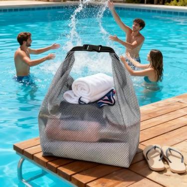 Imagem de 1 bolsa úmida e seca, impermeável, malha de secagem rápida com compartimento separado e vedação roll-top para roupas de banho, roupas de ginástica, itens essenciais de viagem, cinza, G