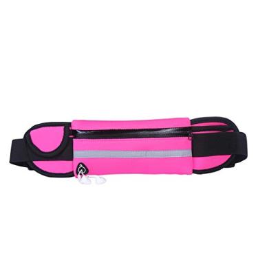 Imagem de Bolsa de cintura para corrida, pochete para mulheres e homens, impermeável, cinto para celular, acessórios esportivos modernos com porta de fone de ouvido, Vermelho rosa, Elegante