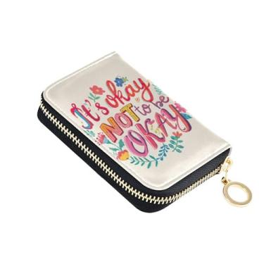 Imagem de Carteira minimalista feminina de couro com porta-cartões com bloqueio de RFID com zíper