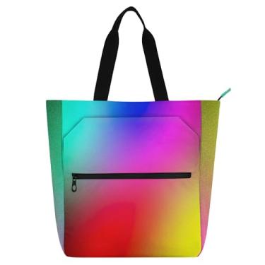 Imagem de Sacola feminina arco-íris cores brilhantes vermelho azul para trabalho lona praia livro tote com zíper bolsas carteiro livro amante presente