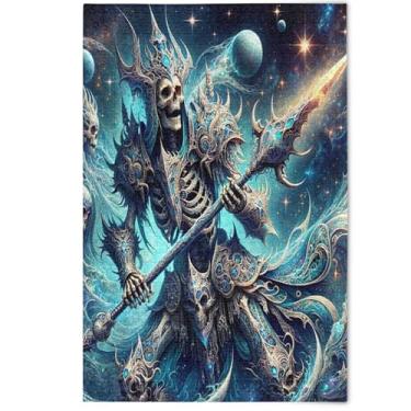 Imagem de Quebra-cabeça 500 peças para adultos paisagem animal arte legal caveira rei inverno cena quebra-cabeças família elefantes brancos presentes, 500 peças, 52 cm x 37,8 cm