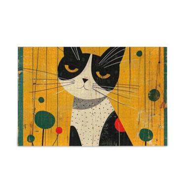 Imagem de Quebra-cabeça de gato de arte abstrata de 1000 peças, quebra-cabeças compostos de papel e madeira para casais com bolsa de armazenamento