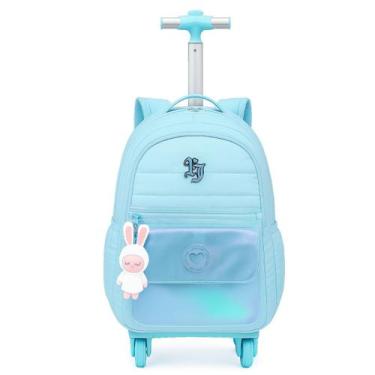 Imagem de Mochila de Rodas 360º Feminina Juvenil Chaveiro de Pelúcia - Denlex, A