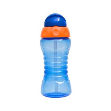 Imagem de Garrafa Infantil Garrafinha Fresh 300mL Azul Marinho Com Canudo Retrát