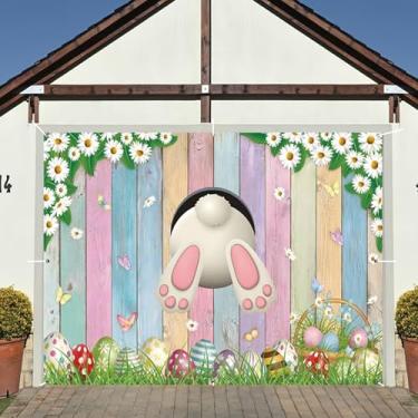 Imagem de Capa de porta de garagem de Páscoa, 2,1 x 2,4 m, faixa grande de páscoa feliz para 1 porta de garagem de carro, decorações de Páscoa, coelhinho, coelho, primavera, Páscoa, garagem, bandeira, para