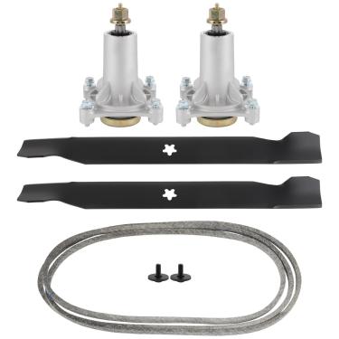 Imagem de ACEBRI Kit de reconstrução de deck adequado para AYP kit de reconstrução de deck de 106.7 cm 187292 conjunto de eixo 138971 lâminas 197253 correia 1 correia de transmissão 2 conjunto de eixo 2 lâminas