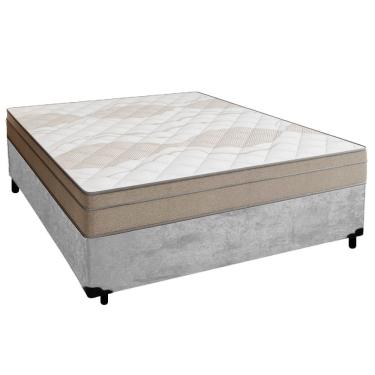 Imagem de Cama Box Casal Suede + Colchão de Molas Ensacadas Portobel Ipanema - 138x188x65cm