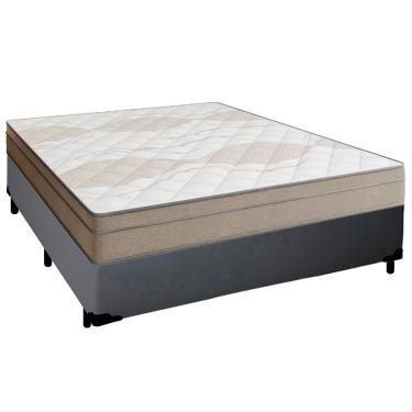 Imagem de Cama Box Casal Sintético + Colchão de Molas Ensacadas Portobel Ipanema - 138x188x65cm