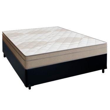Imagem de Cama Box Casal Sintético + Colchão de Molas Ensacadas Portobel Ipanema - 138x188x65cm