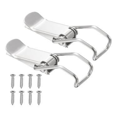 Imagem de PATIKIL 2 peças de trava de aço inoxidável acionada por mola, trava de ferrolho de fixação de 7,6 cm com parafusos de montagem para caixa de madeira de celeiro de porta de armário