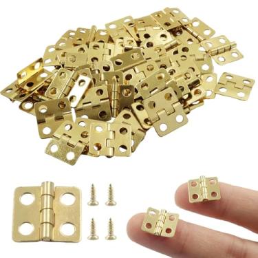 Imagem de Murtenze 50 mini dobradiças douradas, dobradiças pequenas de 13 x 12 mm para caixa de madeira artesanato caixa de joias armário de peito DIY
