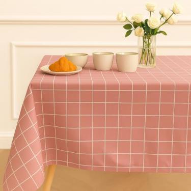 Imagem de Toalha de mesa de algodão xadrez de 4 a 10 Lugares(Rosê,140 cm x 140 cm)