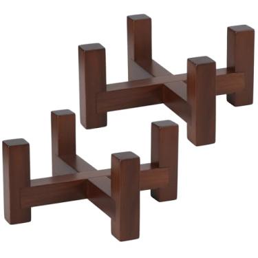 Imagem de LemonRoad Pacote com 2 porta-copos de madeira maciça marrom rústico de 13 x 13 cm × 2,63 cm para porta-copos redondos ou quadrados de 10 cm, ideal para entusiastas de cozinha, bar e decoração de casa