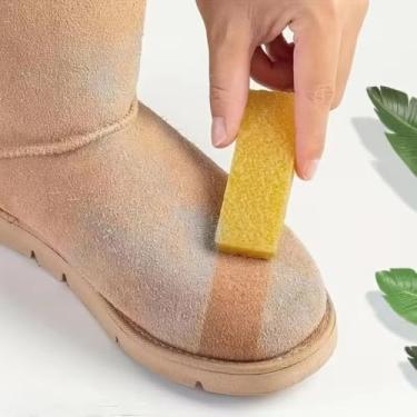 Imagem de Kit de limpeza de sapatos de camurça e couro sintético, conjunto de 4 peças com escova de borracha durável e limpador suave, para tênis, botas, bolsas, ferramentas eficazes de cuidados com sapatos em