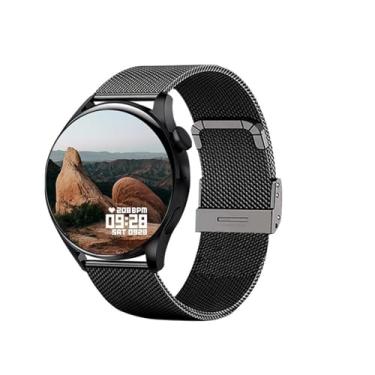 Imagem de QPDRNC Smart Watch Bluetooth Informações de Chamadas Lembrete Passos Rastreamento Calorias Monitoramento de Frequência Cardíaca Relógio Inteligente Redondo (BlackMLBK)