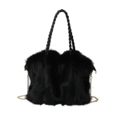Imagem de Furry Purse Winter Fluffy Bag, Fashion Women Plush Shoulder Bag, Cute Styling Design, Large Capacity Everyday Tote Bag (Black)