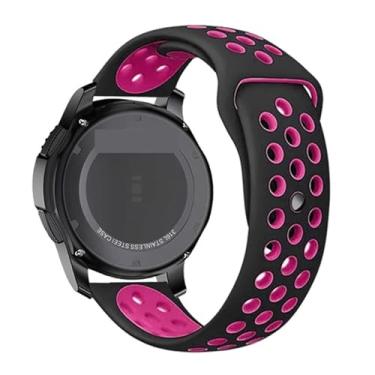 Imagem de AHGDDA Pulseira de silicone para Galaxy Watch 3 de 20 mm e 22 mm de 45 mm/42 mm/Active-2 Gear S3 Frontier para Huawei GT/2/2e de 46 mm (pulseira preta e rosa, pulseira de relógio de 22 mm)